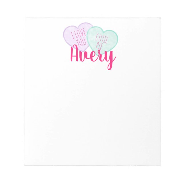 Cartes bonbons personnalisées Bloc-notes Valentine (Devant)
