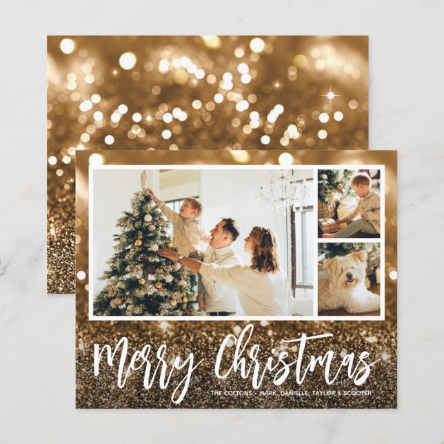 Cartes budgétaires de Noël Joyeuses photos multipl (Devant / Derrière)