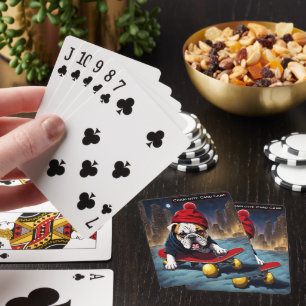 Cartes Bulldog Patinage Monogramme enfants Vieux jeu de f