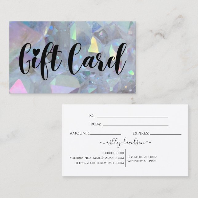 Cartes cadeaux Angel Aura Quartz Crystal Store (Devant / Derrière)