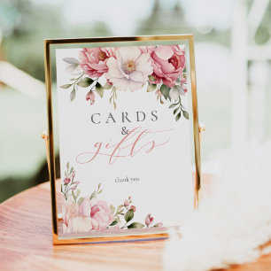 Cartes Cadeaux Élégant rose Baby shower Floral Sig