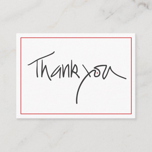 Cartes cadeaux Merci en noir et rouge (Devant)