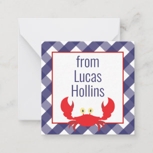 Cartes Cadeaux Personnalisées En vichy Crabe