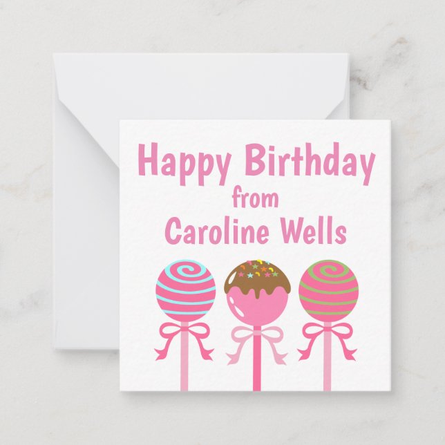 Cartes cadeaux personnalisées Yummy Pink Cake Pops (Devant)