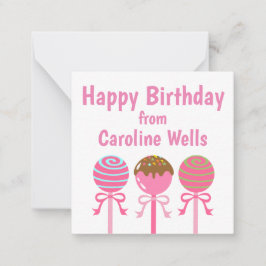 Cartes cadeaux personnalisées Yummy Pink Cake Pops