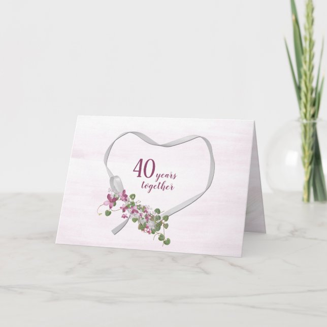 Cartes cardiaques à ruban pour le 40e anniversaire (Devant)