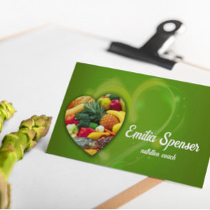 Cartes cardiaques aux fruits nutritionnistes verts