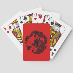 Cartes Carte de jeu Dragon chinois rouge et noir