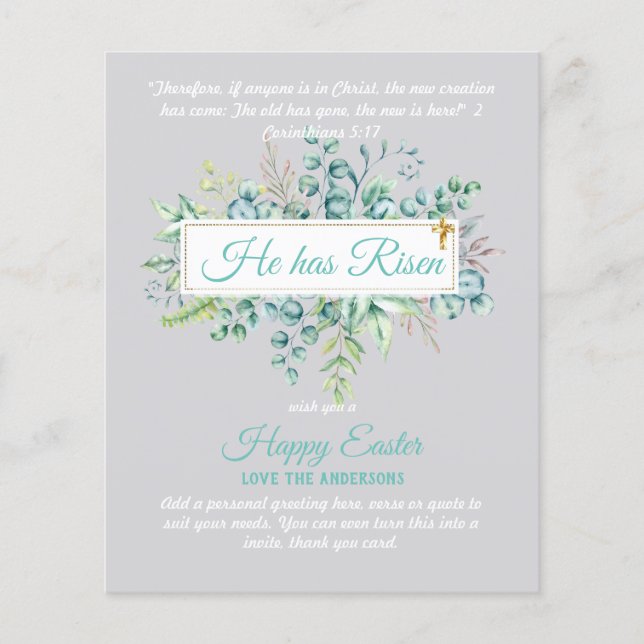 Cartes catholiques de PÂQUES Citation de versets r (Devant)