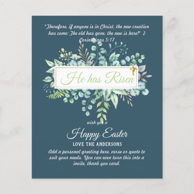 Cartes catholiques de PÂQUES Citation de versets r (Devant)