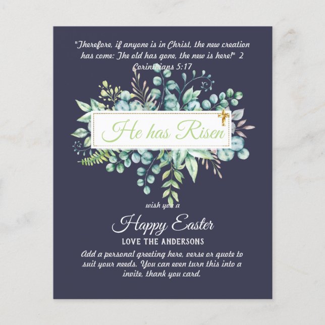 Cartes catholiques de PÂQUES Citation de versets r (Devant)