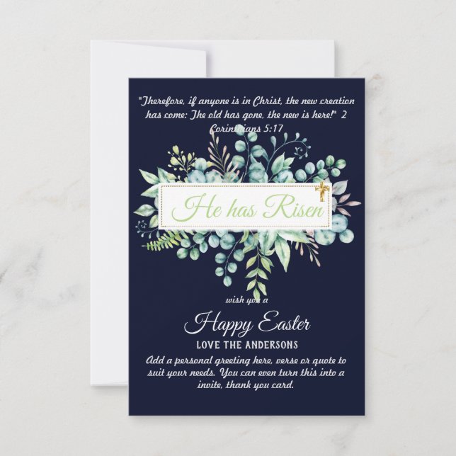 Cartes catholiques de PÂQUES Citation de versets r (Devant)