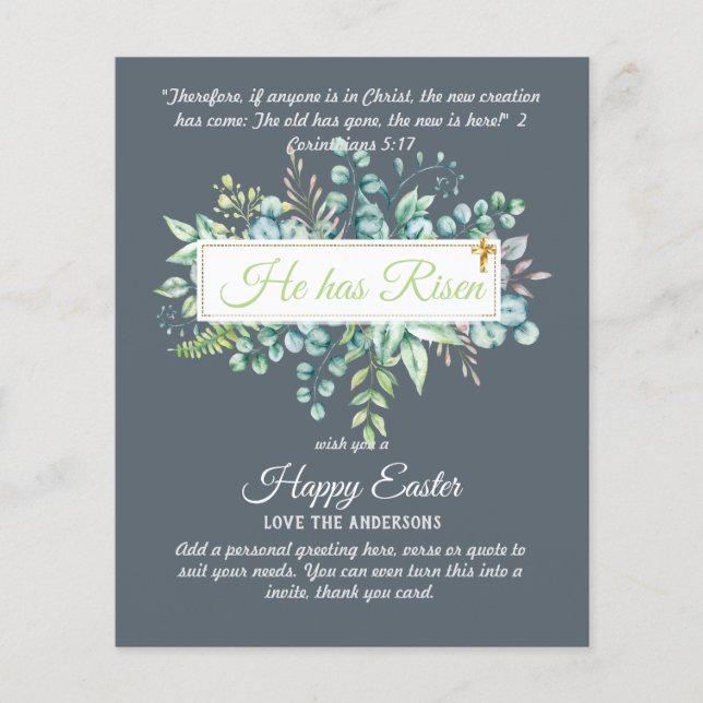 Cartes catholiques de PÂQUES Citation de versets r (Devant)