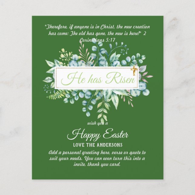 Cartes catholiques de PÂQUES Citation de versets r (Devant)