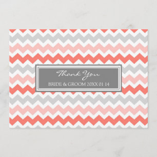Cartes Chevron gris de corail de Merci de mariage