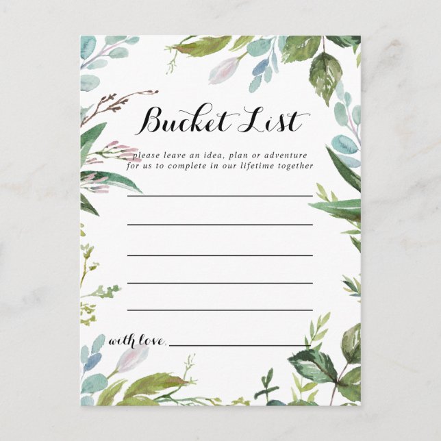 Cartes Classy Green Feuilles Tropical Bucket List (Devant)