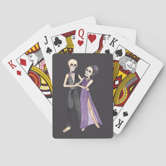 Cartes Couple de squelettes dansant sur un jeu de (dos)