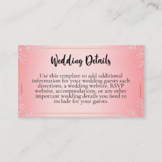 Cartes d'accompagnement de mariage Bubblegum Blush