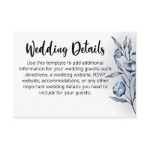 Cartes d'accompagnement de mariage Indigo Romance