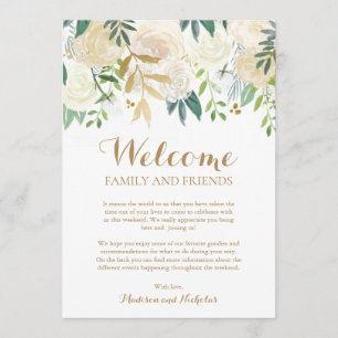 Cartes d'accueil de l'hôtel Gold White Flower Mari