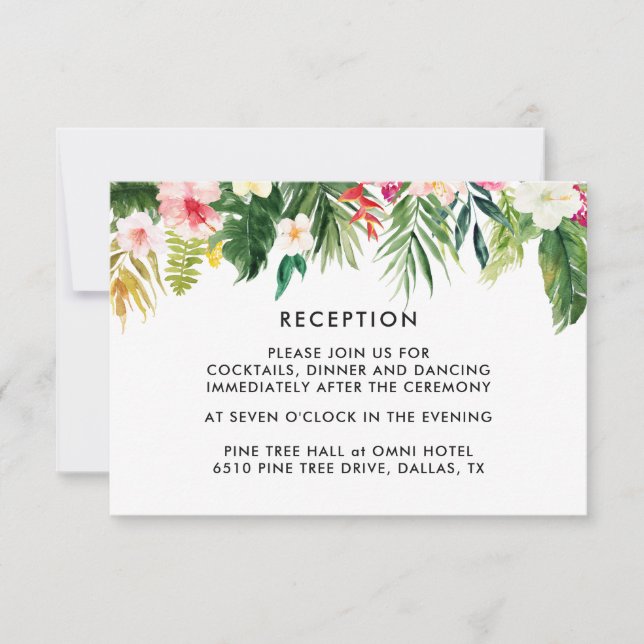 Cartes d'accueil de mariage des Feuilles tropicaux (Devant)