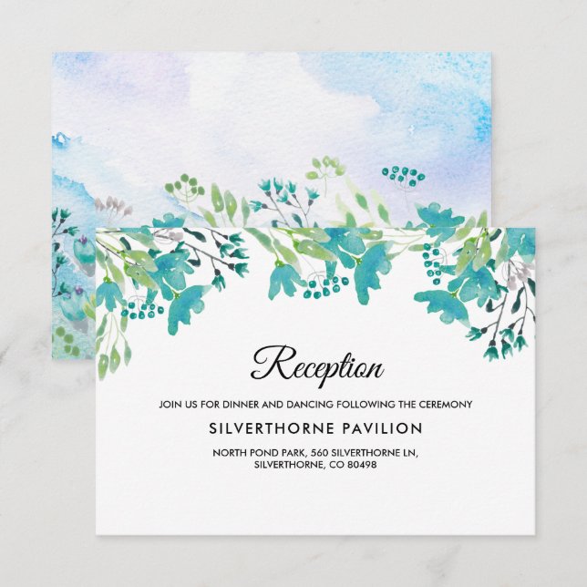 Cartes d'accueil de mariage Fleur sauvage de print (Devant / Derrière)