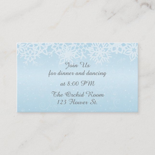 Cartes d'accueil des Snowflakes d'hiver (Devant)