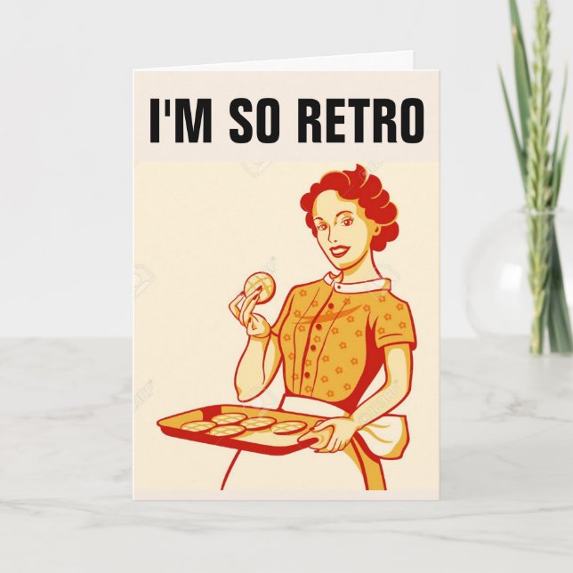 CARTES D'ACCUEIL FUNNY RETRO HOUSEWIFE (Devant)