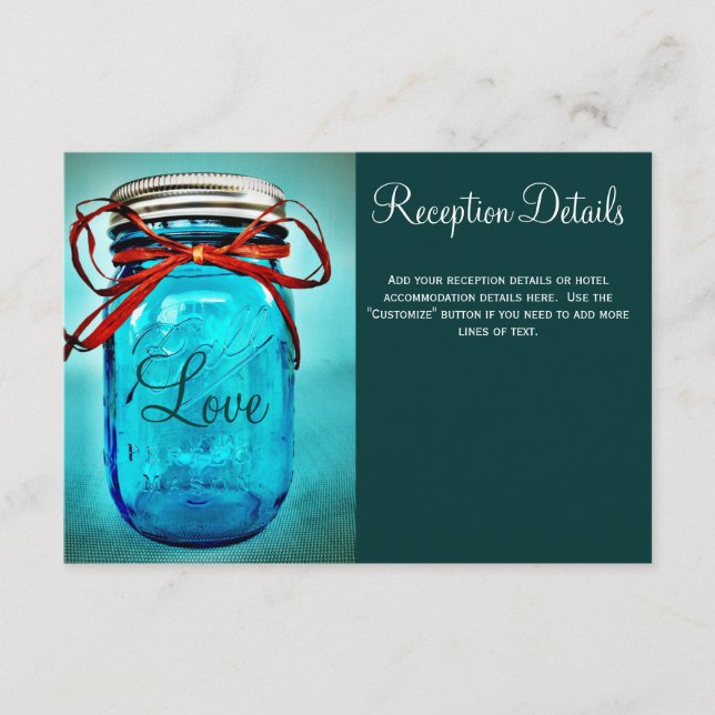 Cartes d'accueil Mariage campagnard Mason bleu (Devant)
