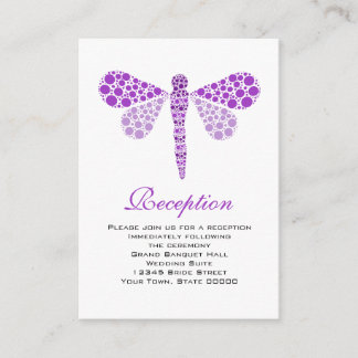Cartes d'accueil Mariage libellule violette & blan