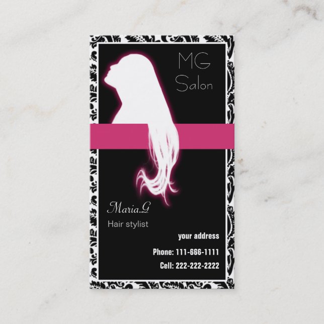 Cartes d'affaires du Salon rose (Devant)