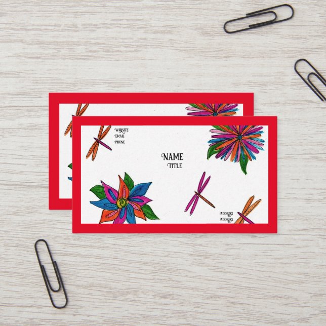 Cartes d'affaires Jardin coloré (Devant/Arrière en situation)