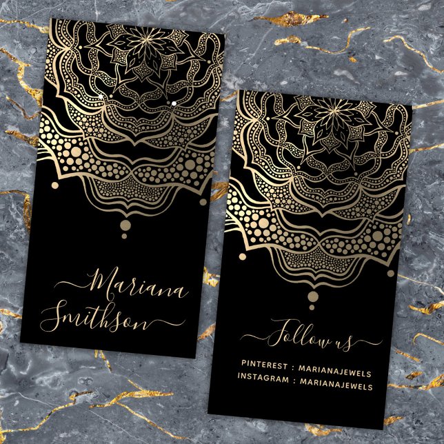 Cartes d'affichage Classy Black & Gold Mandala (Créateur téléchargé)