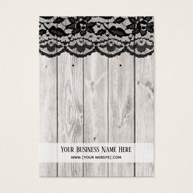 Cartes d'affichage en bois gris dentelle noire (Devant)