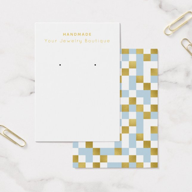 Cartes d'affichage Mod Blue Gold Checkerboard (Bureau)