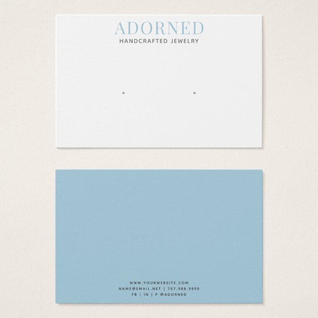 Cartes d'affichage moderne chic bleu oreille bijou (Devant & derrière)