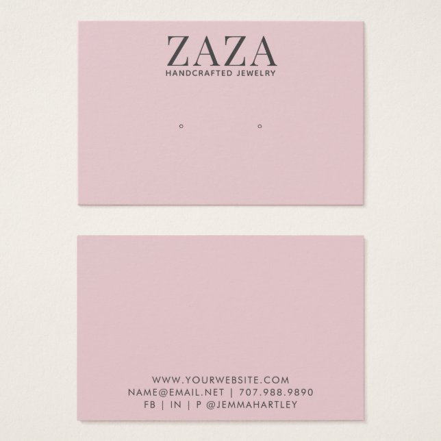 Cartes d'affichage modernes chic rose gris à oreil (Devant & derrière)