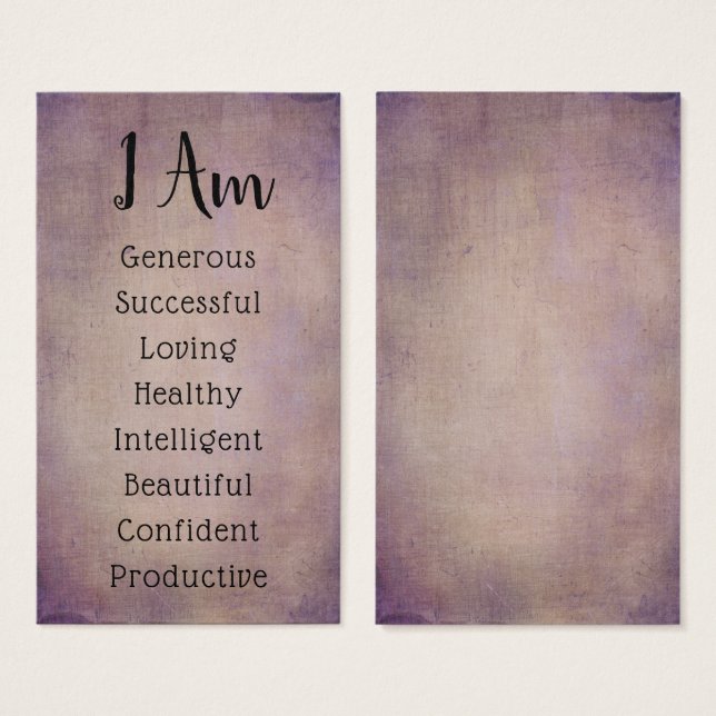 Cartes d'Affirmation : Choisissez vos propres mots (Devant & derrière)