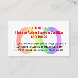 Cartes D'Alerte Autisme Personnalisées Pour L'Orga