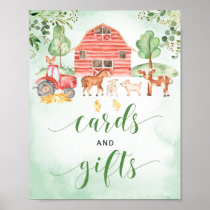 Cartes d'animaux de ferme et affiche de cadeaux po