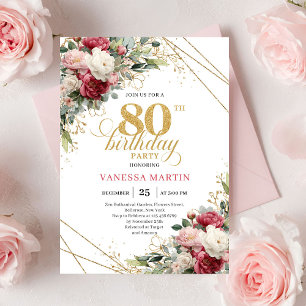 Cartes d'anniversaire 80 ans avec accent or chic r