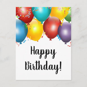 Cartes d'anniversaire avec ballons et confettis co