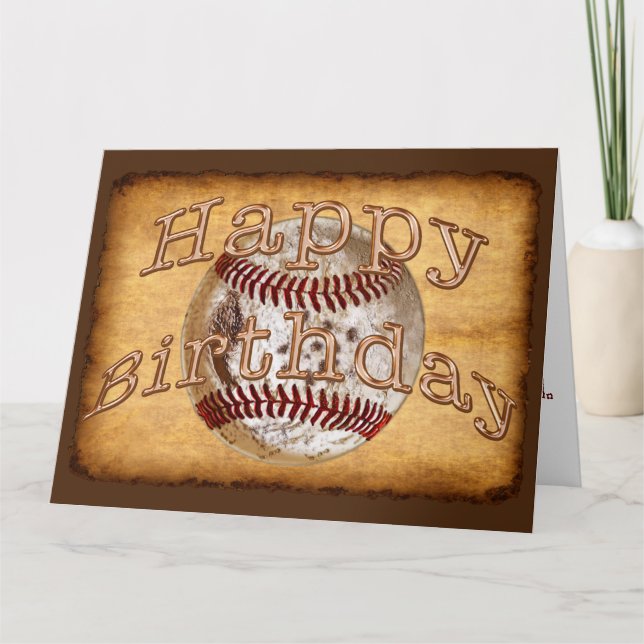 Cartes d'anniversaire de baseball Vintage cool (Devant)