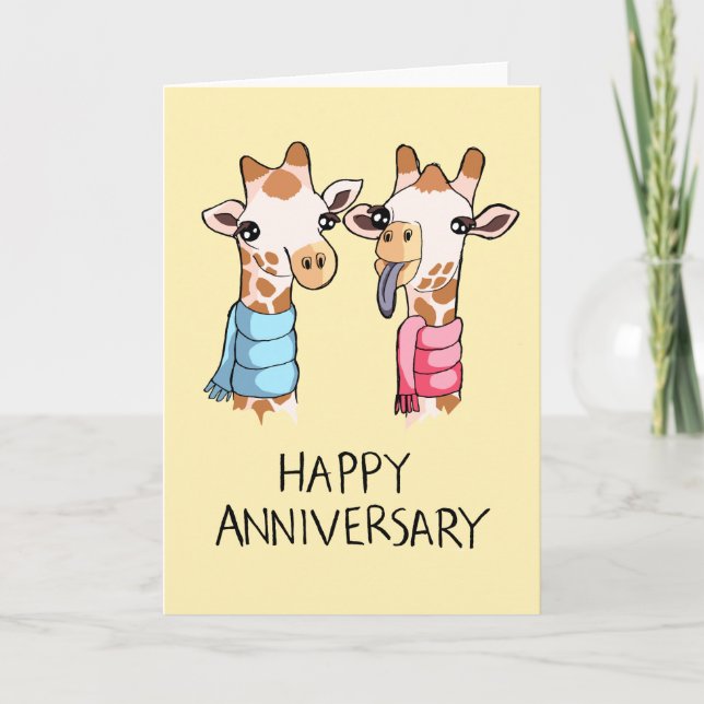 Cartes d'anniversaire de dessin de Giraffes mignon (Devant)
