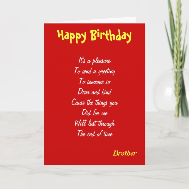 Cartes d'anniversaire de la gentillesse du frère (Devant)