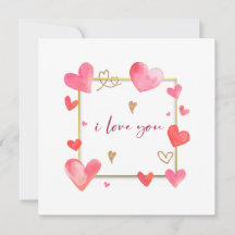 Cartes d'anniversaire de la Saint-Valentin aquarel