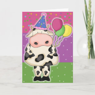 Cartes d'anniversaire de la vache et timbres de po