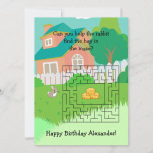 Cartes d'anniversaire de lapin et foin pour enfant