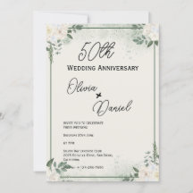 Cartes d'anniversaire de mariage à la végétation l