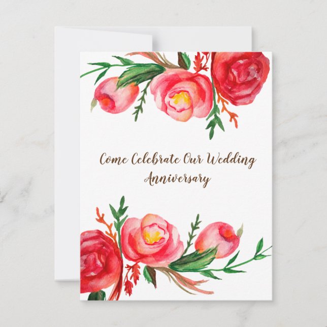Cartes d'anniversaire de mariage rustiques Art flo (Devant)